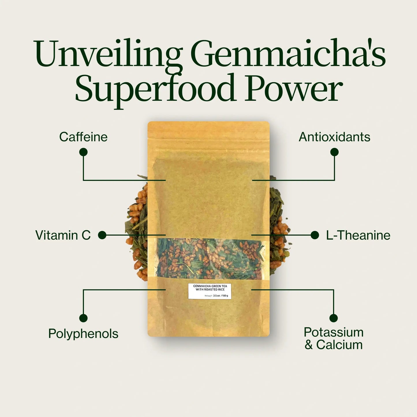 Genmaicha groene thee met geroosterde rijst